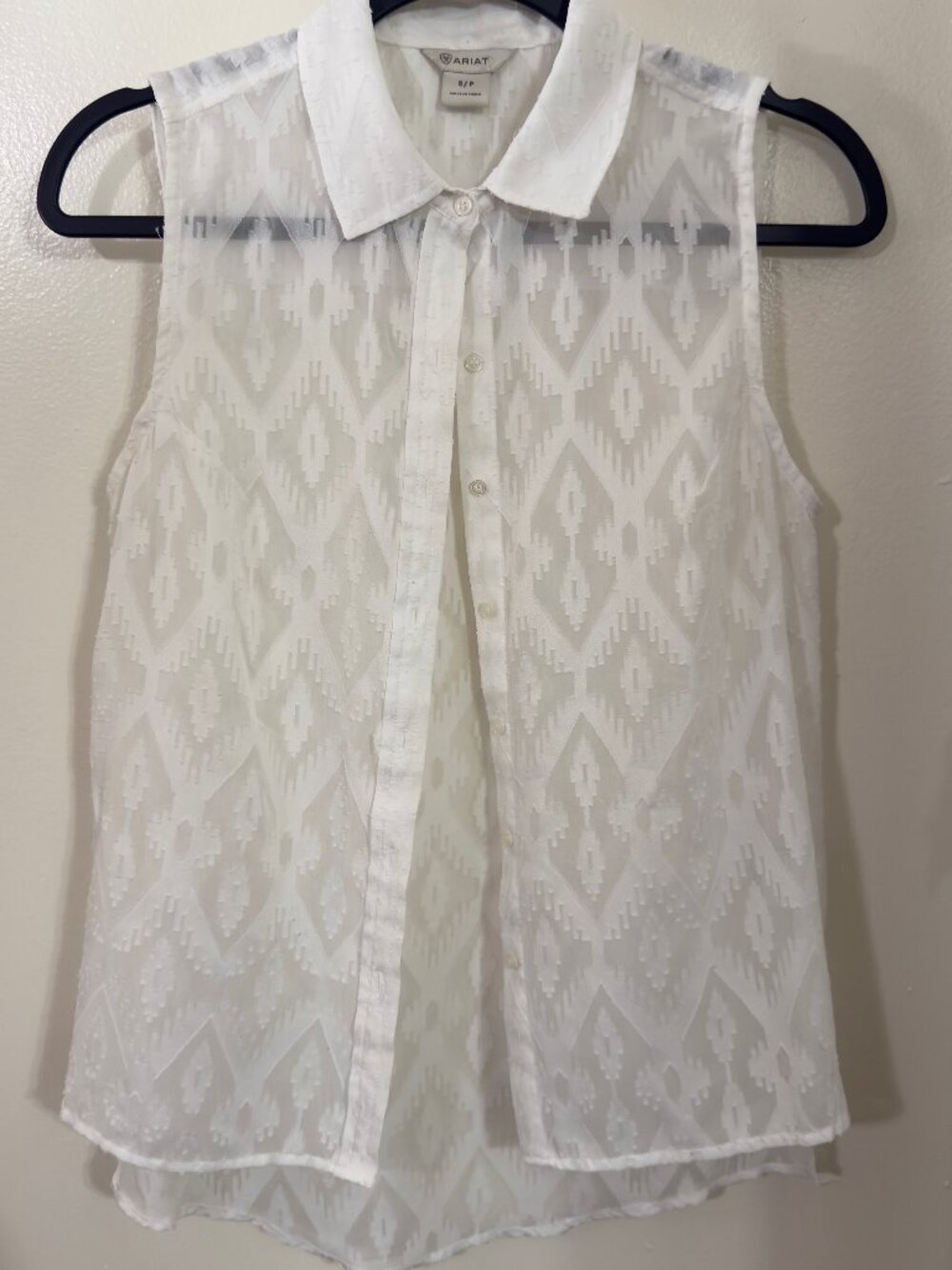 Ariat Womens Breezy Sleeveless Sheer Aztec Top Western Style Shirt Size Small